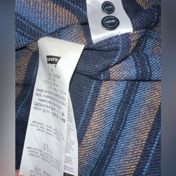 Levi’s Wool Blend Button Up Stripe Shirt Men Medium - Picture 3 of 4